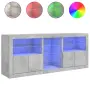 vidaXL Сайдборд с LED светлини, бетонно сив, 162x37x67 см, снимка 5