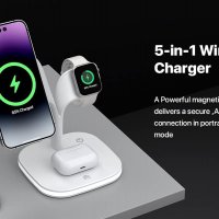 3 в 1 Нова стойка зарядно телефон слушалки часовник Магнитна станция iPhone Apple Watch AirPods, снимка 7 - Аксесоари за Apple - 40173040