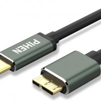 PIHEN USB C към USB 3.0 кабел за данни и зареждане, алуминиеви глави, позлатени конектори - 200 см, снимка 1 - USB кабели - 40122420