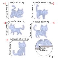 5 пози коте котка котки скелет силиконов молд фондан шоколад смола висулка колие ключодържател, снимка 4 - Форми - 41500791