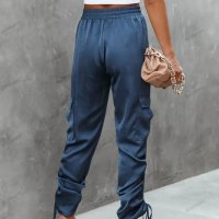 Моден дамски ежедневен панталон с джобове и висока талия, 3цвята - 023, снимка 8 - Панталони - 41740433