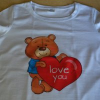 Нова Дамска тениска TEDDY BEER LOVE YOU!, снимка 3 - Тениски - 34012859