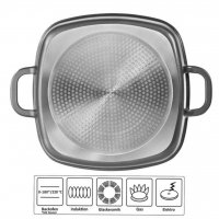 Квадратен тиган със стъклен капак и капачка-дозатор (24 х 24 см) STONELINE ® , снимка 4 - Съдове за готвене - 39411481