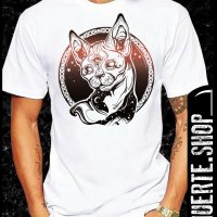 Черна тениска с щампа THIRD EYED SPHYNX CAT, снимка 1 - Тениски - 41699265