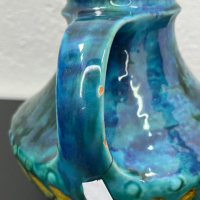 Западногерманска керамична ваза с емайл. №5233, снимка 6 - Антикварни и старинни предмети - 44823346