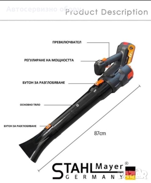 Акумулаторна духалка за листа 36V 8Ah StahlMayer, снимка 1