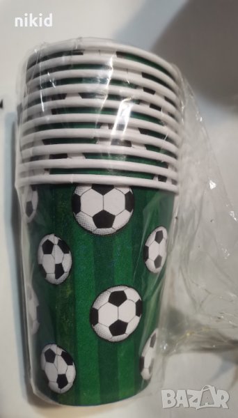 Футбол футболни топка зелени 10 бр картонени чаши парти рожден ден, снимка 1