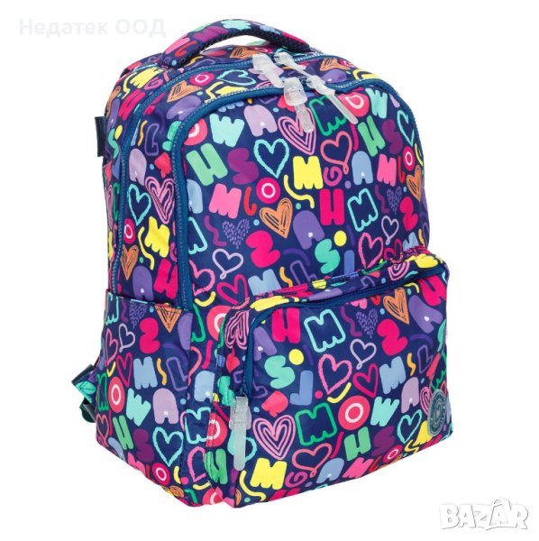 Ученическа раница Marshmallow, 33х20х40см, Тъмно синя/ многоцветна, снимка 1