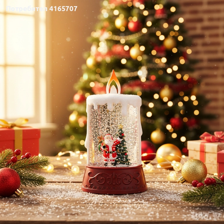 Коледна декоративна LED свещ – Безопасна, блестяща и идеална за одарък, снимка 1