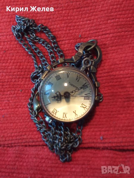 КРАСИВ МЕСИНГОВ ВИНТИДЖ КВАРЦОВ ЧАСОВНИК - МЕДАЛЬОН БЕЛ - ЕПОК СТИЛ с ВЕРИЖКА 14778 , снимка 1