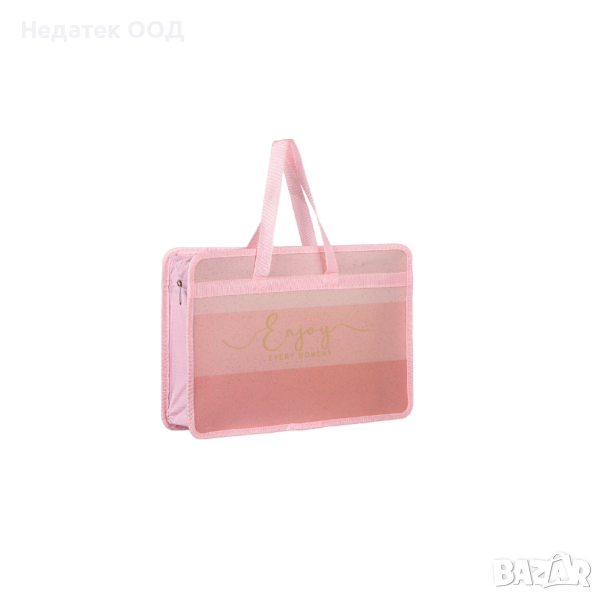  Папка за файлове, с цип, розова, 34x9.5x25.5cm, снимка 1