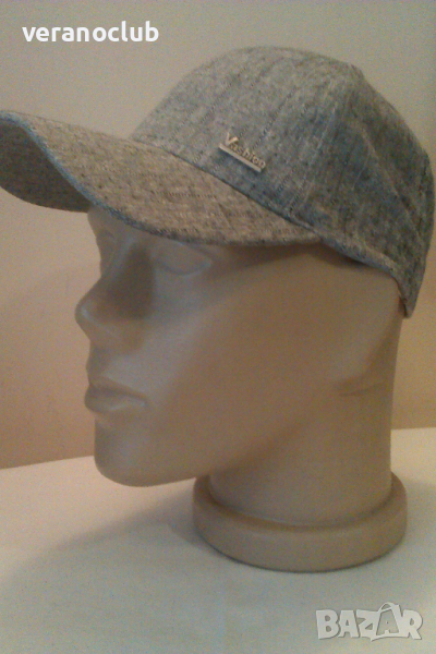 Мъжка шапка Лен Памук Меланж Сива Графитена, снимка 1