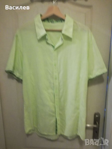 XL - Ленена Мъжка Риза Къс Ръкав, снимка 1