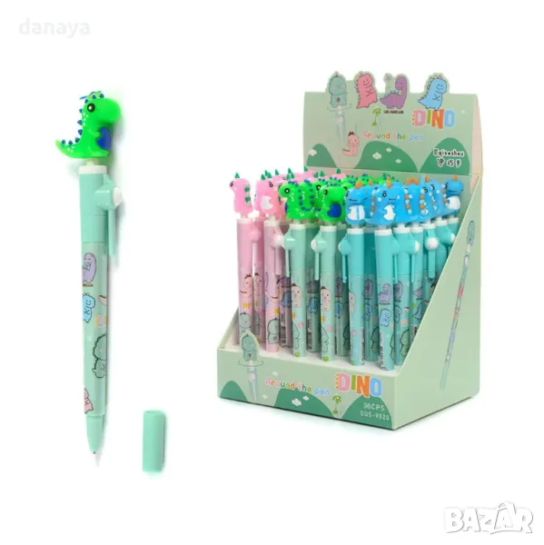 5889 Син химикал тънкописец с въртящо Динозавърче, снимка 1