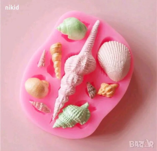 Дълъг рапан миди морски силиконов молд форма за украса торта с фондан шоколад, снимка 1