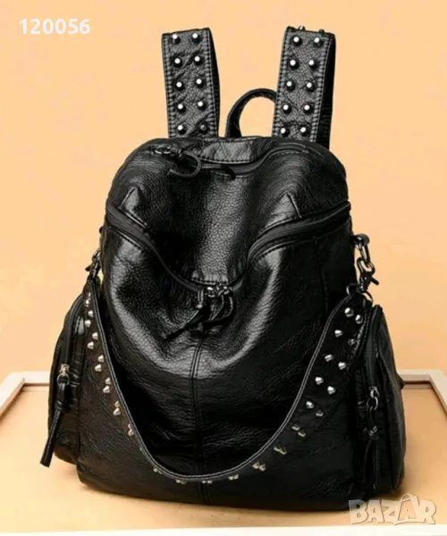 Кожена чанта - раница с капси, снимка 1