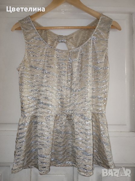 Дамски официален златист топ с панделка на гърба размер M OASIS, снимка 1