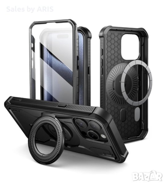 Удароустойчив калъф за iPhone 15 Pro Max съвместим с MagSafe, черен, снимка 1