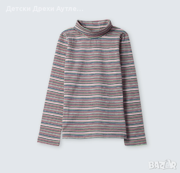 Многоцветно раирано памучно поло за момичета – ново, българско производство (92–140), снимка 1