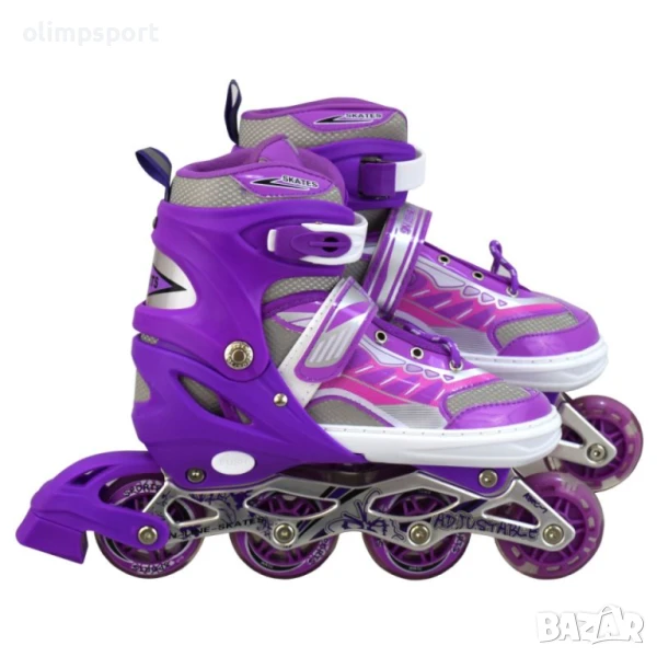 Ролери регулируеми 38-41 номер със светещи колела, Лилави /20010701/, снимка 1