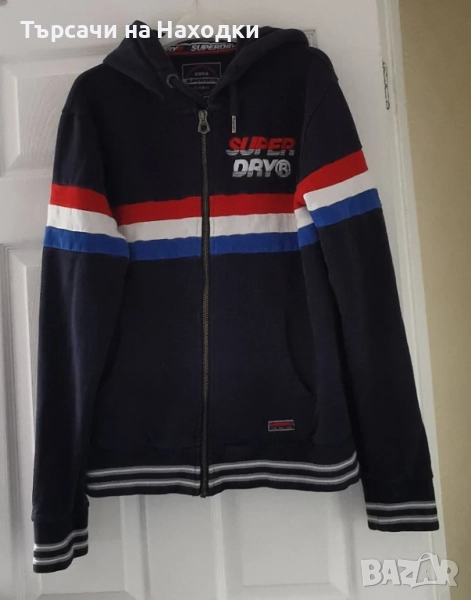 Мъжки суичър Superdry Тъмно синьо Navy Hooded Zip Up Jacket Size XL , снимка 1