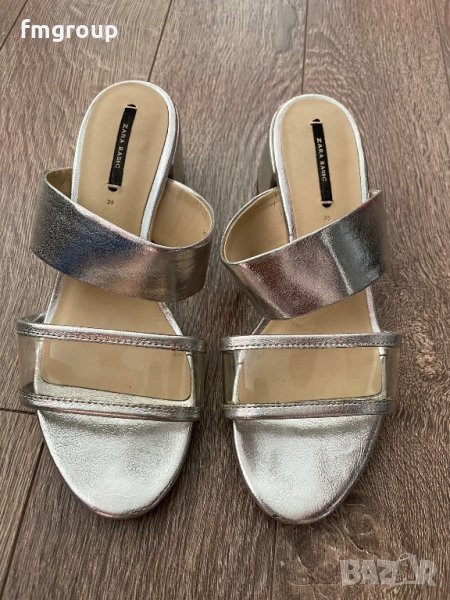 Дамски чехли ZARA Зара 36 номер сребристи, снимка 1