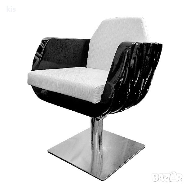 Фризьорски стол с нестандартен дизайн в черно-бяло Перла, снимка 1