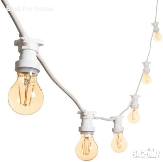 5M Външни гирлянди E27 10 фасунги 5 метра, снимка 1