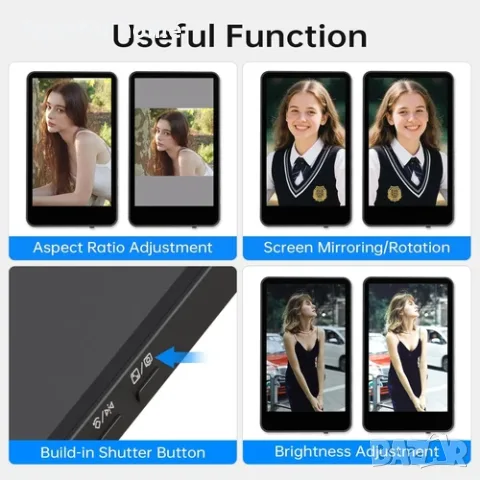 Moman XView M4 екран за селфита за iPhone и Android, 4-инчов дисплей, 5.8GHz P2P предаване, снимка 7 - Селфи стикове, аксесоари - 55847462