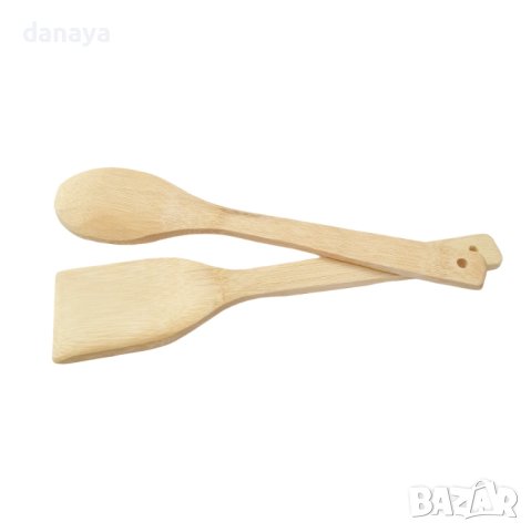 3914 Комплект бамбукови бъркалки прибори за готвене, 2 броя, снимка 4 - Прибори за хранене, готвене и сервиране - 41841500