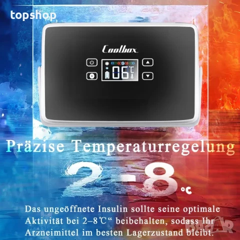 НОВ Преносим хладилник за лекарства, 3 батерии, CoolBox, инсулин, медицинска хладилна чанта, снимка 6 - Хладилници - 50555741