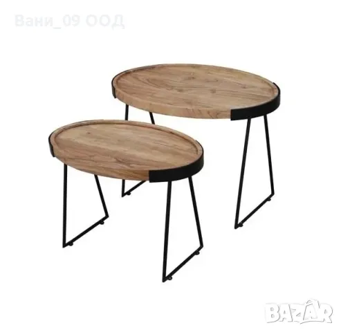 Сет 2 холни масички от дърво и метал