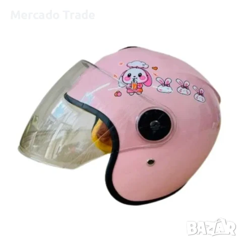 Детска каска за мотор Mercado Trade, За скутер, XS размер, Сив и розов, снимка 4 - Аксесоари и консумативи - 51282566