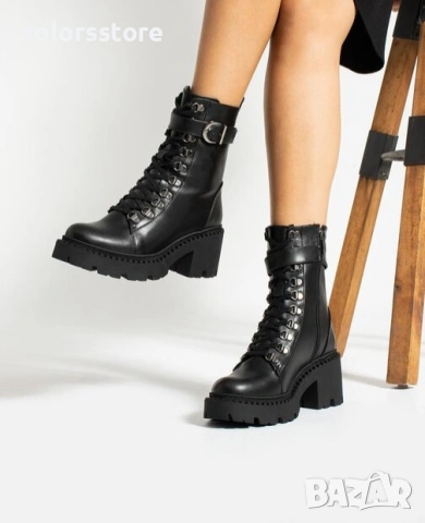 Боти на ток - черна кожа - TDS90 