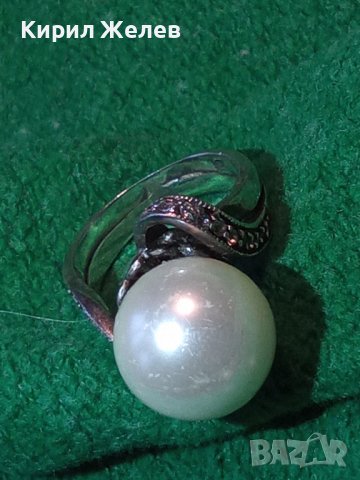 СКЪПОЦЕНЕН БЕЛ ЕПОК СТИЛ СРЕБЪРЕН ПРЪСТЕН РОДИРАНО СРЕБРО 925 с ОГРОМЕН БИСЕР и ЦИРКОНЧЕТА 26838, снимка 11 - Пръстени - 40574721