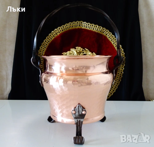 Медно котле,менче чиста червена мед 2 л. , снимка 6 - Антикварни и старинни предмети - 53394821