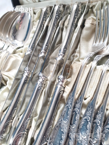 Комплект посребрени прибори, снимка 3 - Антикварни и старинни предмети - 51941477