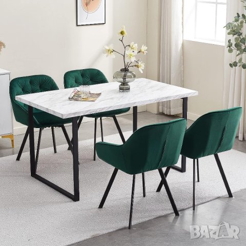 Комплект трапезни столове тип кресло с дамаска от кадифе – 2бр. C-U-DC-B0197GR , снимка 9 - Столове - 42394654