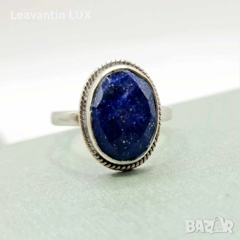 Сребърен пръстен с Лапис, снимка 4 - Пръстени - 52366894