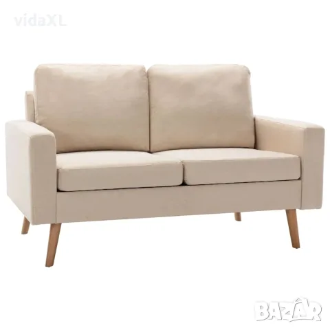 vidaXL 2-местен диван, кремав, текстил（SKU: 288706)