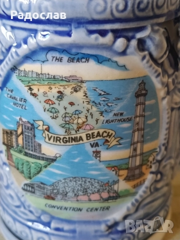 Стара халба Virginia beach , снимка 4 - Чаши - 51465635