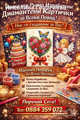 Ръчно изработени диамантени картички за всеки повод 
