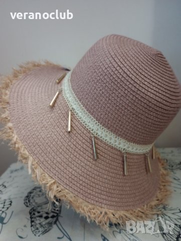 Кокетна екзотична капела с контур от слама, снимка 3 - Шапки - 41647253