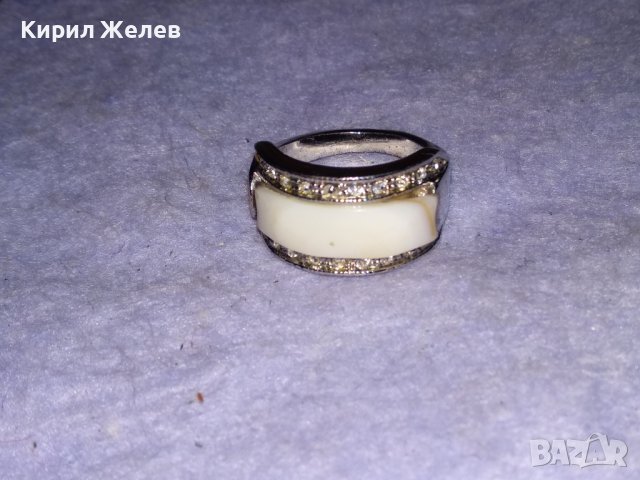 СТИЛЕН КРАСИВ СКЪПОЦЕНЕН АРТ ПРЪСТЕН НИКЕЛИРАНА БЛАГОРОДНА СТОМАНА с ЦИРКОНИ и БЯЛ АХАТ 30796, снимка 5 - Пръстени - 41682673