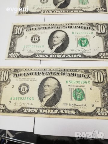 3 стари банкноти от по 10 долара от 1950,74 и 77 г., снимка 4 - Нумизматика и бонистика - 39273107