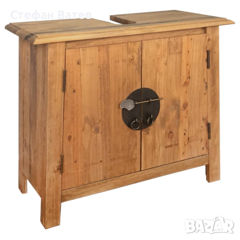 Комплект мебели за баня, рециклирана борова дървесина масив, снимка 5 - Шкафове - 44576241