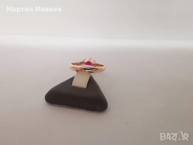 Златен руски пръстен с рубин 7, снимка 7 - Пръстени - 50558802