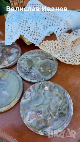 Подложки за чаши от оникс. 5 броя. перфектно състояние., снимка 5 - Антикварни и старинни предмети - 47737951
