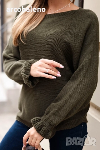 Дамски мохеров пуловер с волани и изрез на гърба, 6цвята , снимка 4 - Блузи с дълъг ръкав и пуловери - 51738423