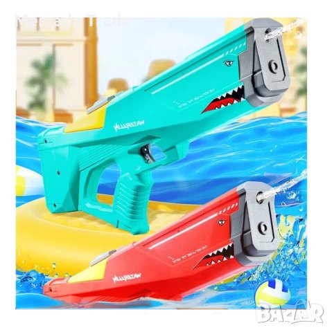 Воден пистолет Mercado Trade, Акула, За деца, 40см., Син, снимка 6 - Електрически играчки - 41335013
